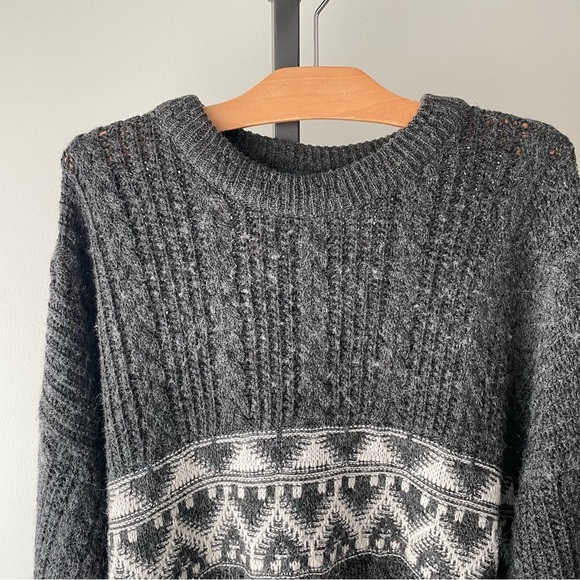 Vintage Wool Mohair Blend Marks & Spencer Grandpa Sweater Grey White Mens Large - Picture 3 of 8
